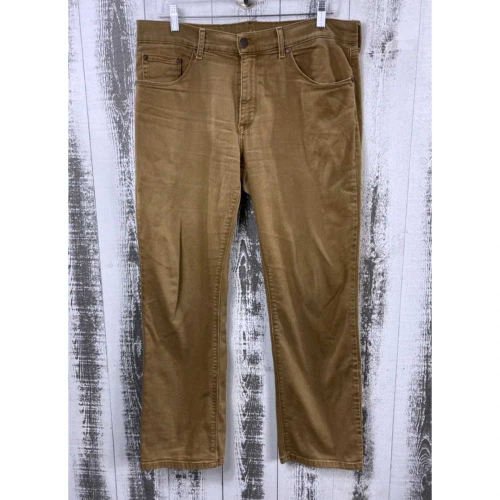 Mott & Bow Straight Jeans Men 34x30 Khaki Stretch Casual Denim Pants